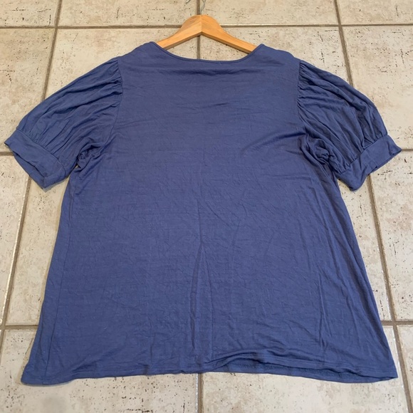 💜 Kim & Cami Los Angeles Puff Sleeve V-Neck Top X-Large - Picture 7 of 8